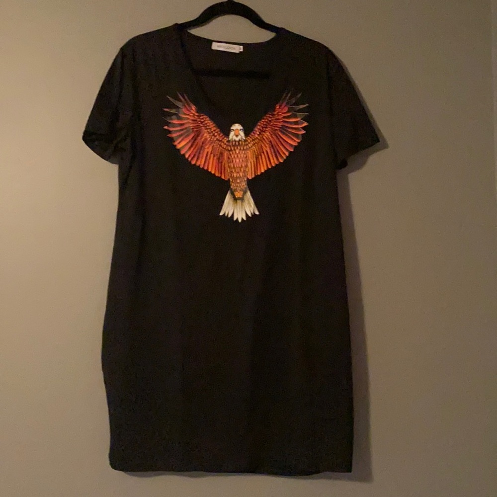 Medium Black TShirt Dress with Eagle Print